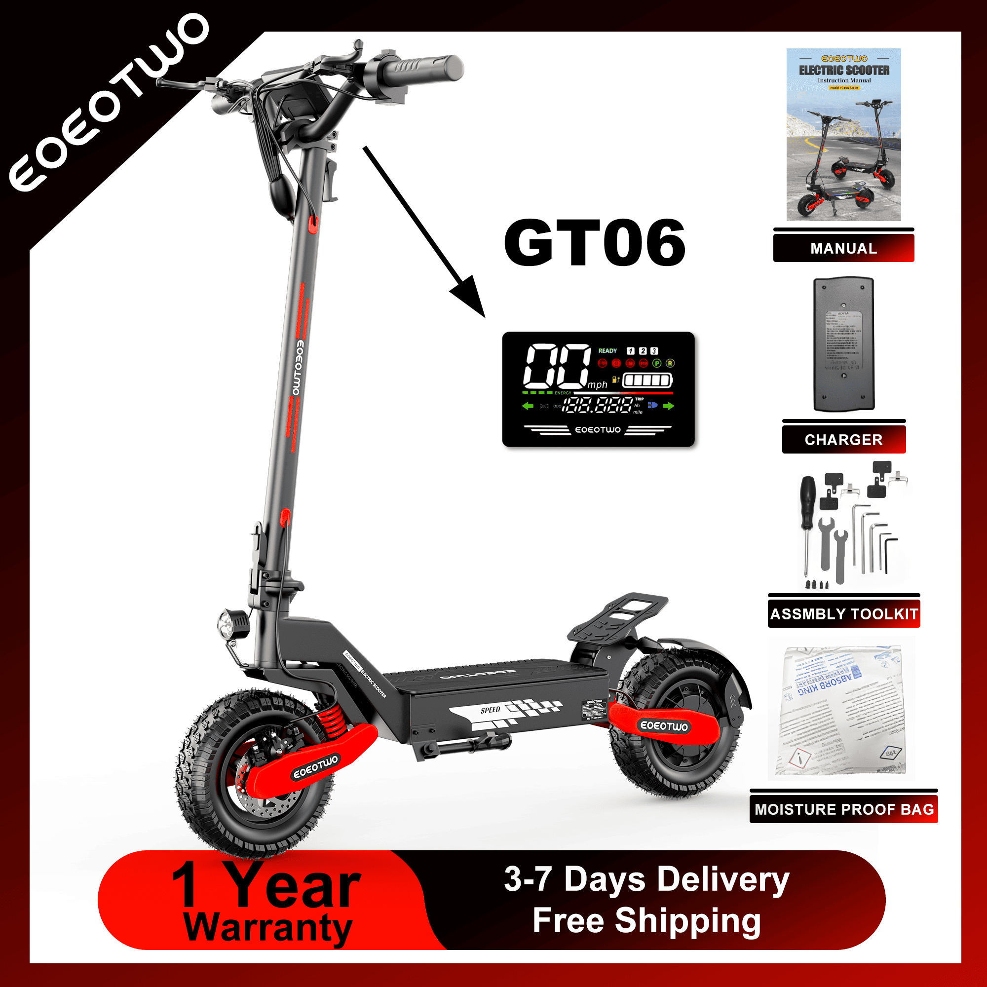 Dual Motor Ebike Kit 2000W - EOEOTWO GT06, patinete eléctrico para adultos,